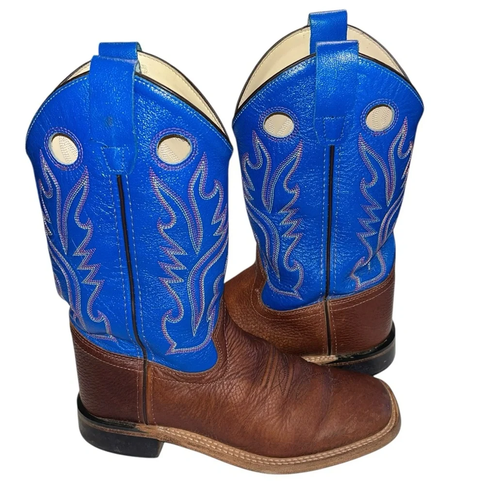 Cody James Brown Leather Blue Top Square Toe Boots